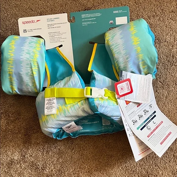 Speedo Kids Swim Vest - Aqua and Yellow - Picture 2 of 4